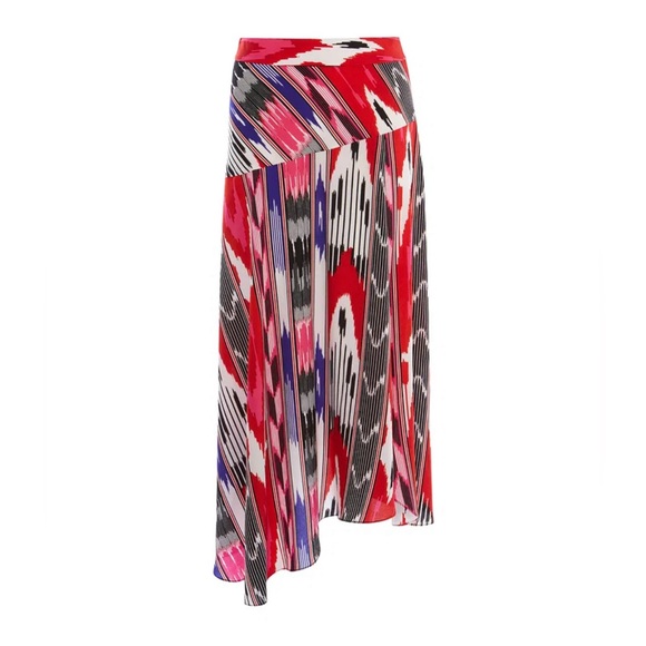 Karen Millen Asymmetrical Skirt in Red and Black - Picture 1 of 4